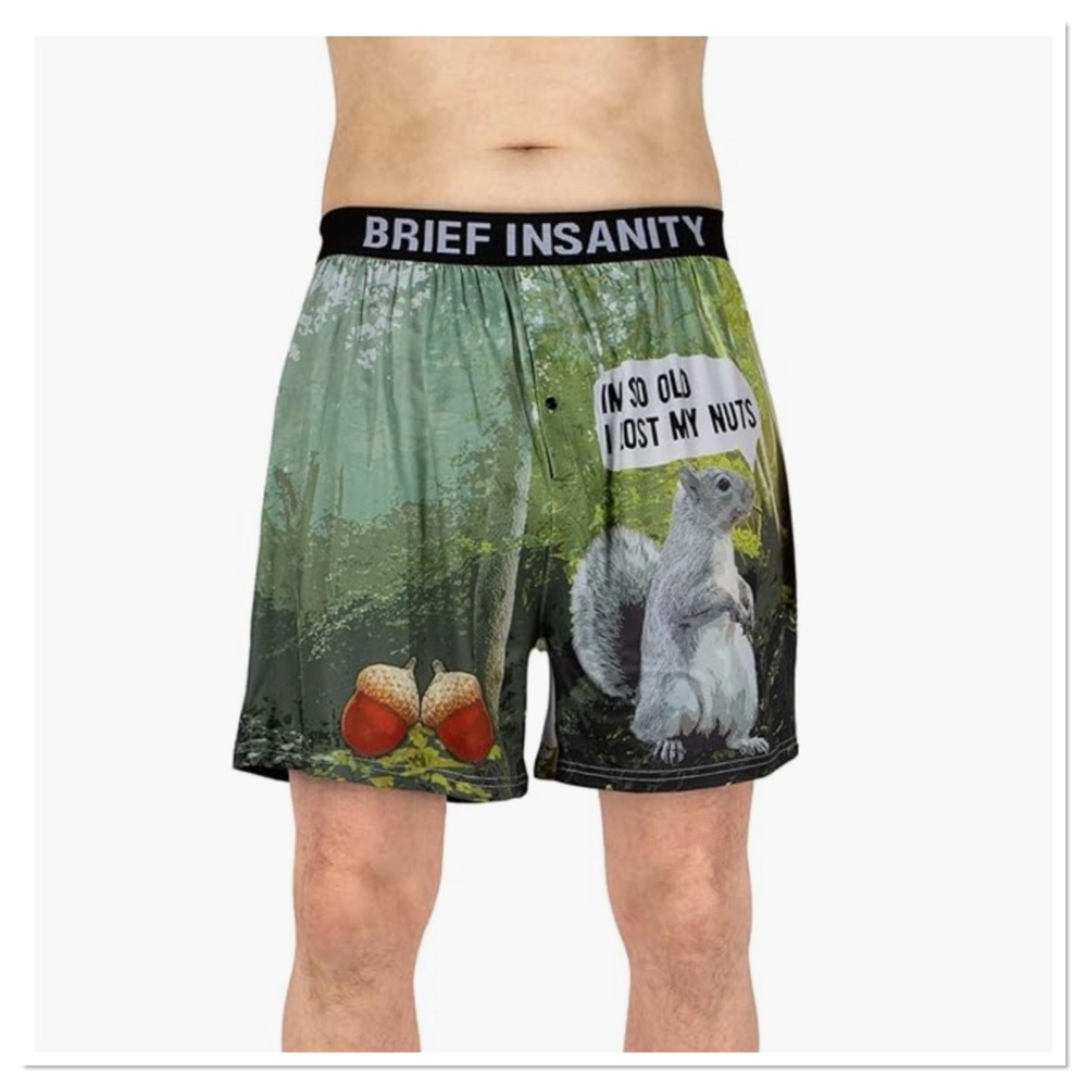 Brief Insanity Men's Green Squirrel Shorts